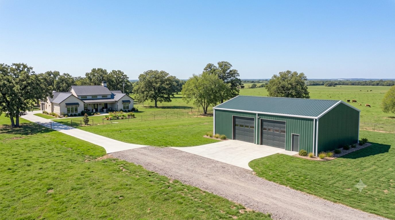 Metal building representative of Travis County, Texas
